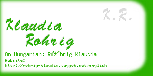 klaudia rohrig business card